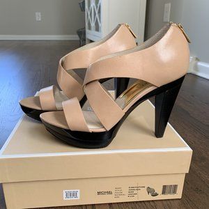 Michael Kors Elena Platform Nude Leather Shoe